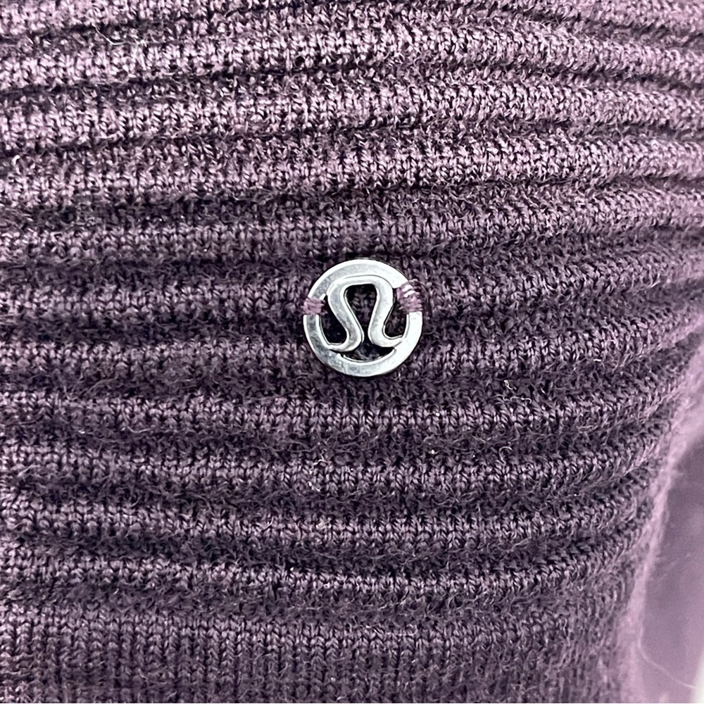 Lululemon Sit In Lotus Wrap II Plum Merino Wool Open Front Cardigan Sweater - Picture 6 of 8